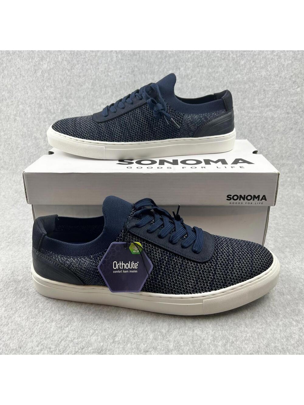 Sonoma Mens Size 13 Navy Pull-On Sneakers Ortholite Comfort Insoles Casual